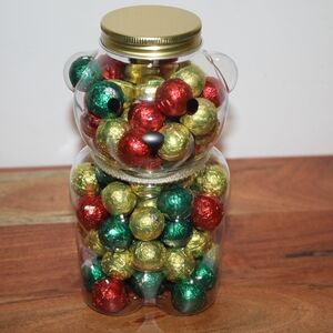 Bear Shaped Jar with Colorful Foil Wrapped Chocolates